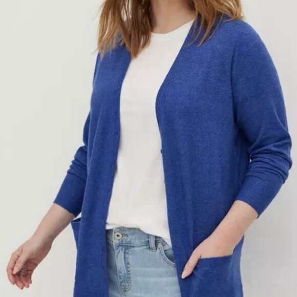 Torrid Vegan Cashmere Boyfriend Cardigan Sweater Blue Size 2X (18/20) NWT - Picture 2 of 14